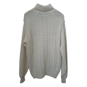 Vintage PINE STATE Cream Cable Knit Turtleneck 100% Orlon Acrylic Sweater XL